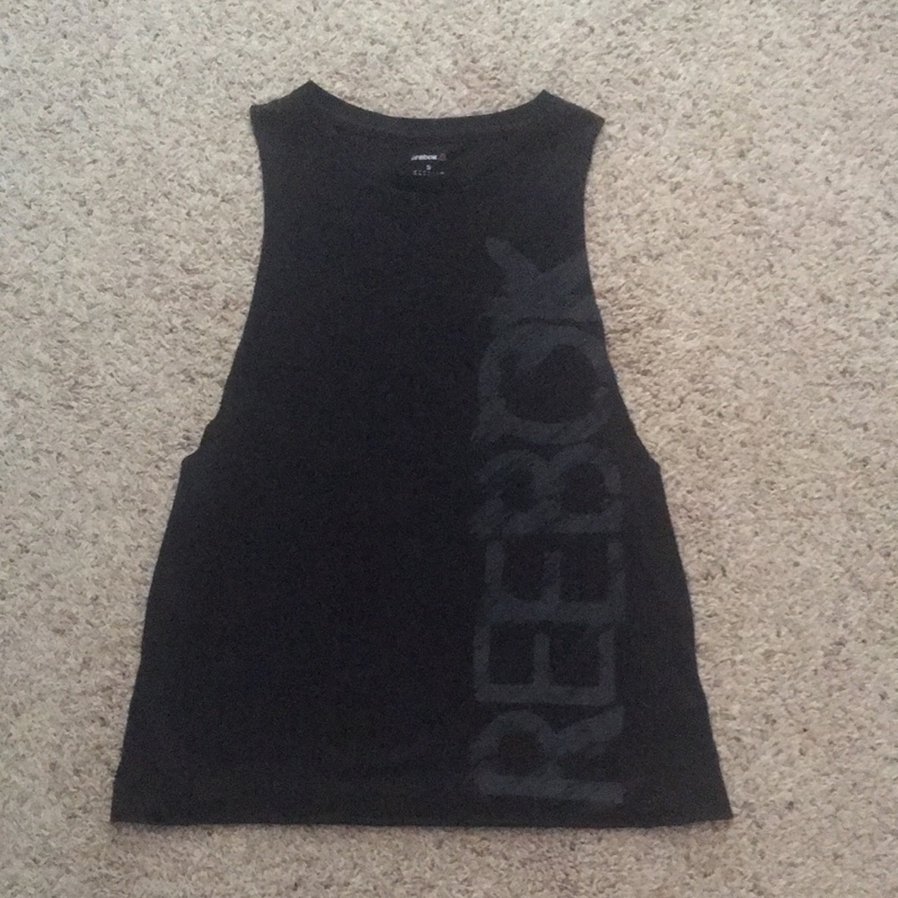 Reebok black muscle tank top women’s loose workout shirt tee
